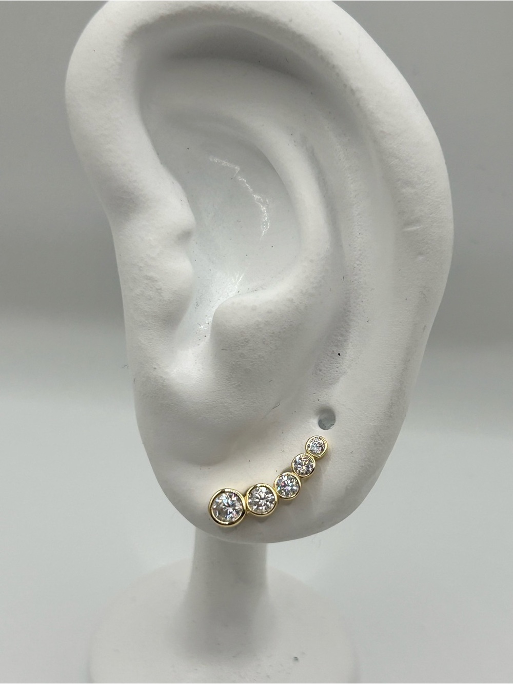 Gold over silver moissanite Ear Climber -